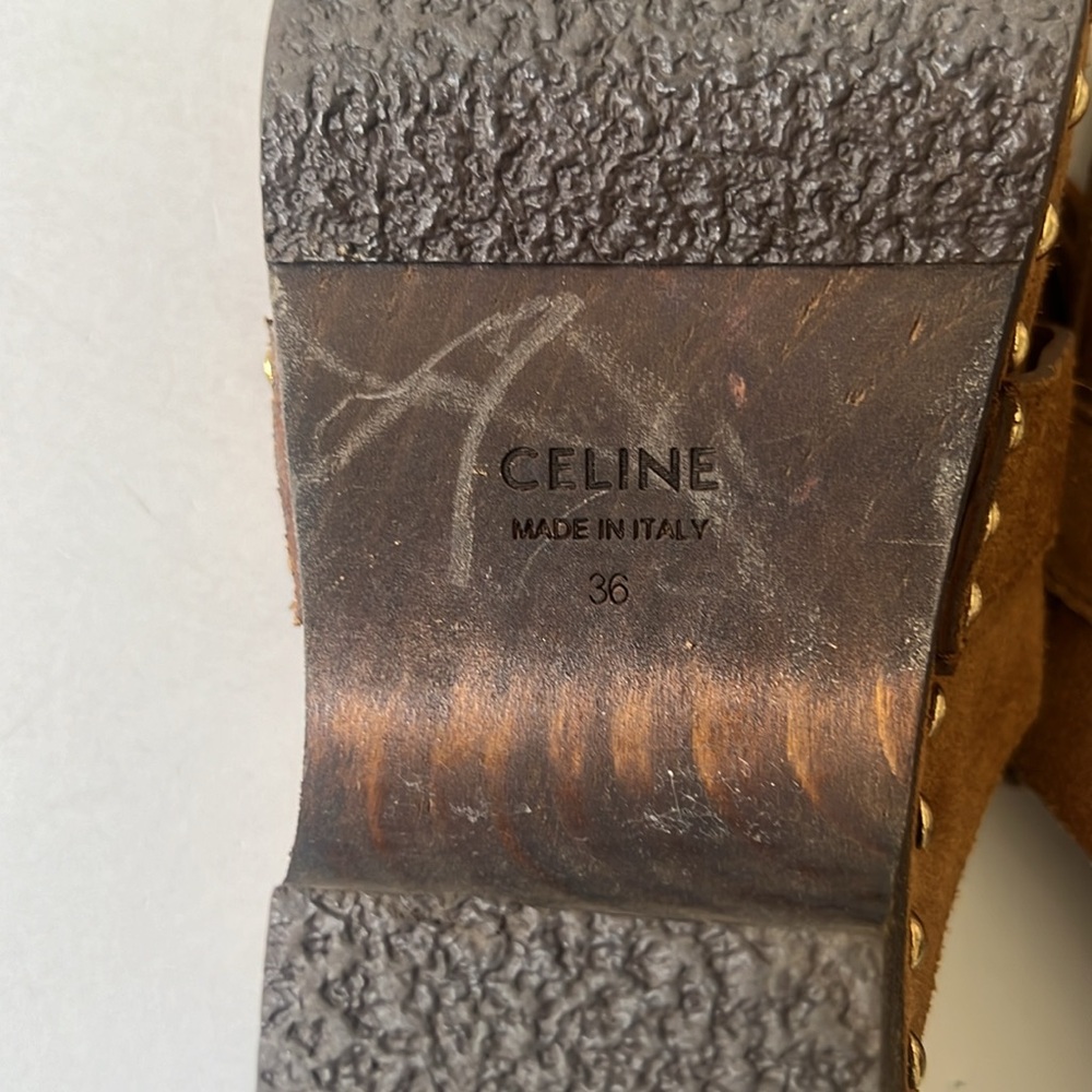 Celine clogs suede with tassel and nails head and fringe - Picture 9 of 16